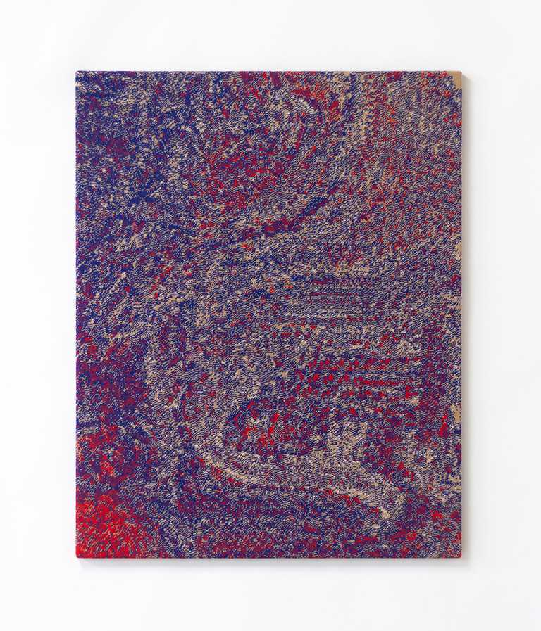 A colourful abstract texture in woven fabric