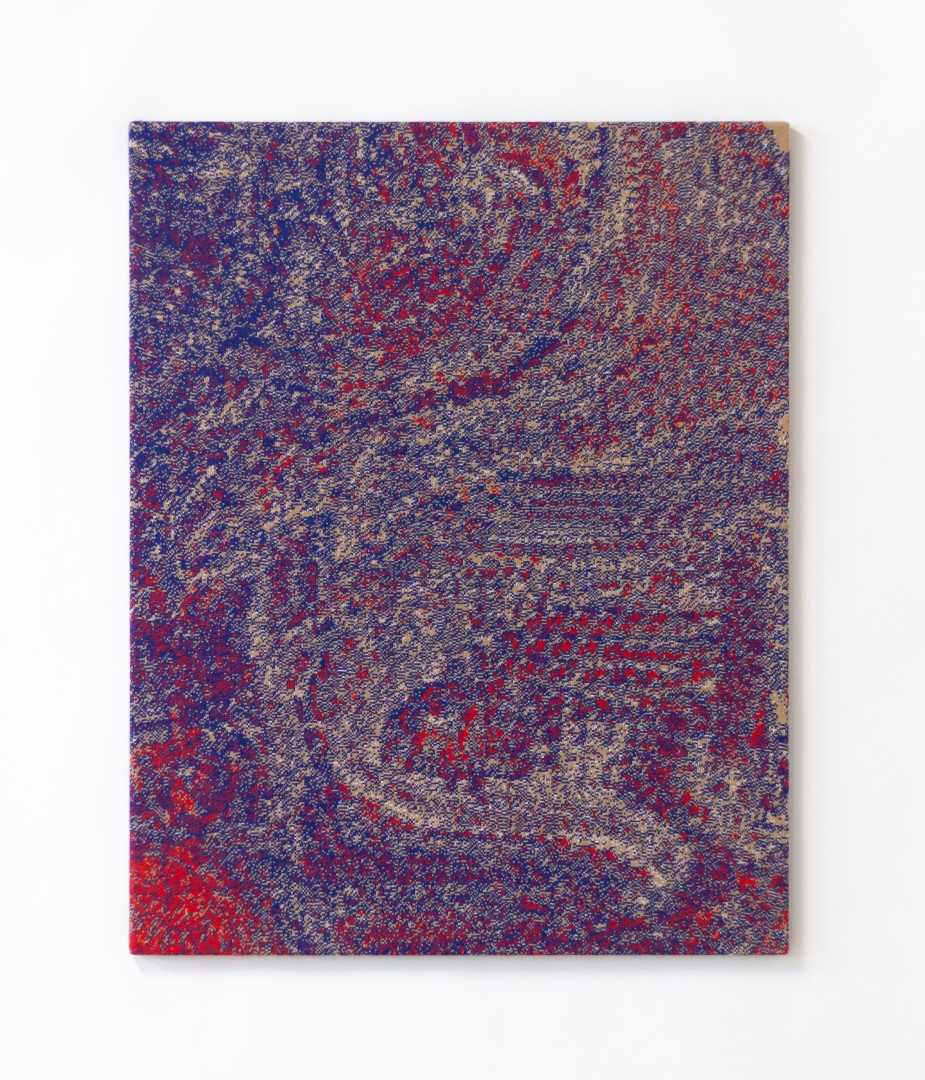 A colourful abstract texture in woven fabric